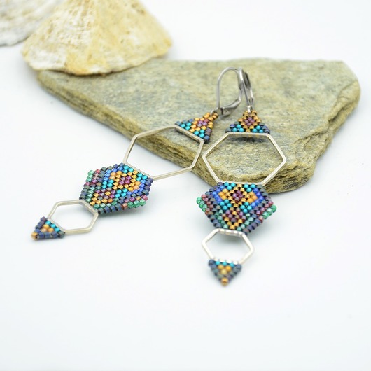 kolczyki - inne Geometric wings earth color