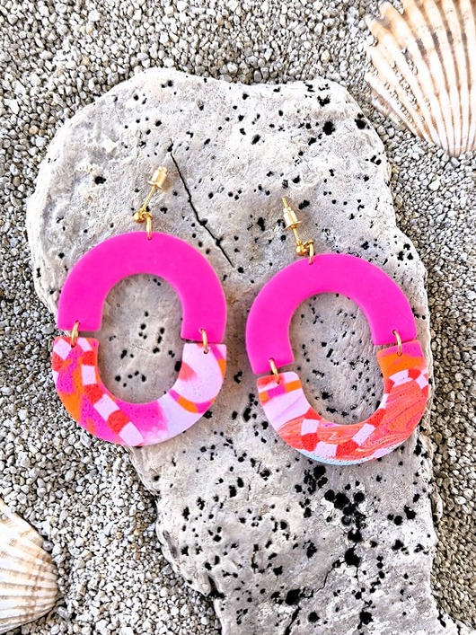 kolczyki z masy plastycznej Kolorowe kolczyki wiszące  OVAL