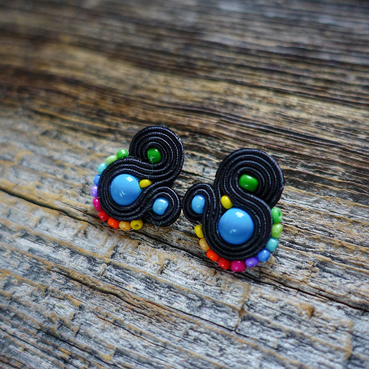 kolczyki soutache Kolorowe Lentinki- kolczyki soutache