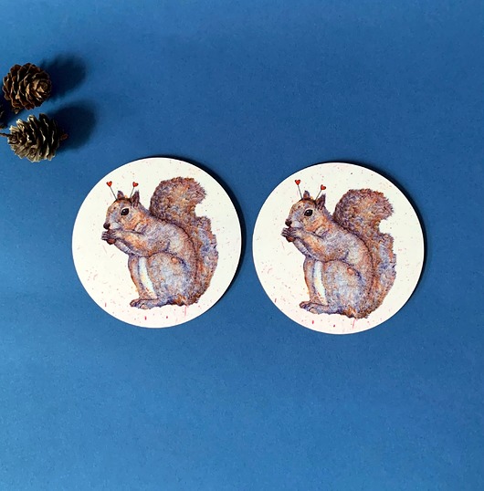 podkładki do kuchni Wiewiórka Valentina - Podkładka pod kubek - Ilustracja