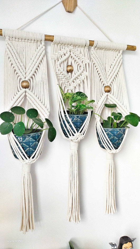 kwietniki Kwietnik makrama na 3 doniczki