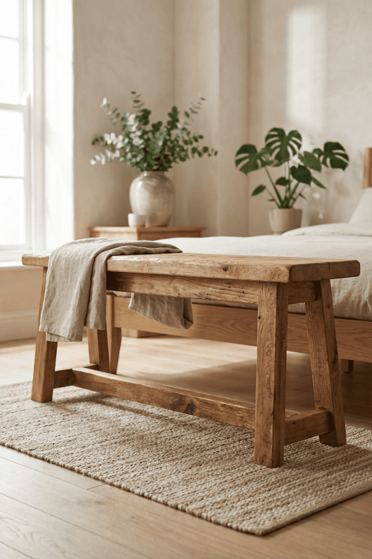 ławki Ławka drewniana rustykalna z litego drewna styl farmhouse do przedpokoju i domu