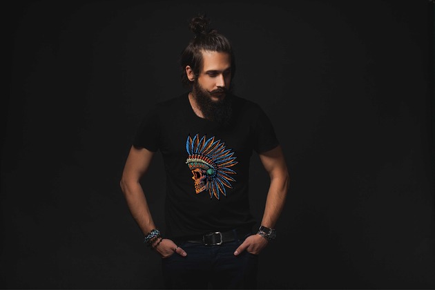 t-shirty męskie Koszulka organiczna z nadrukiem Indianin