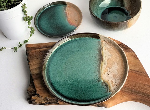 Talerz ceramiczny Talerz ręcznie robiony Ceramika Tyka