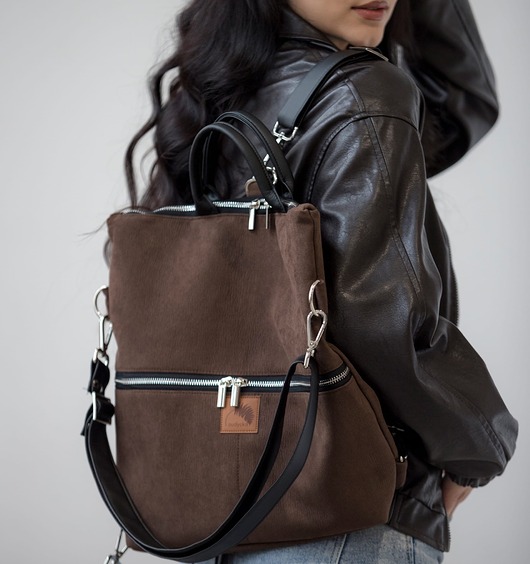 plecaki Plecak / torba 2 w 1 z  nubuku  ciemny brąz