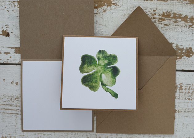 kartki scrapbooking Kartka czterolistna koniczynka