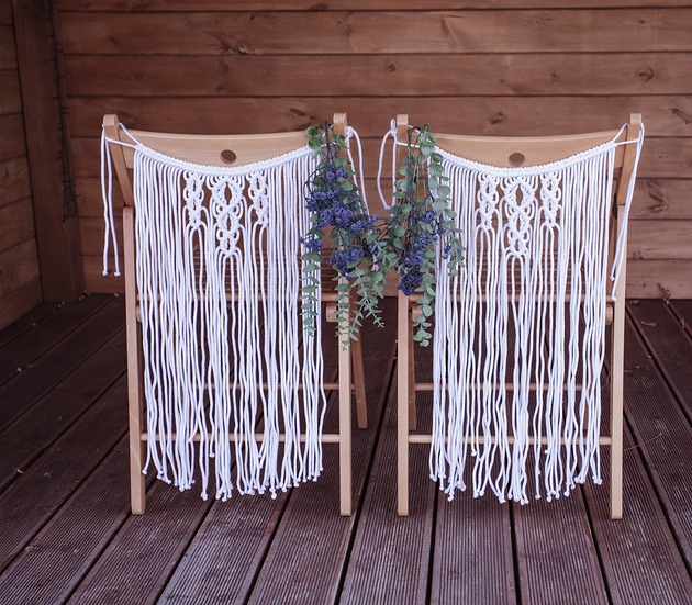 dodatki ślubne 2 makramy na krzesło - Dostępne od ręki