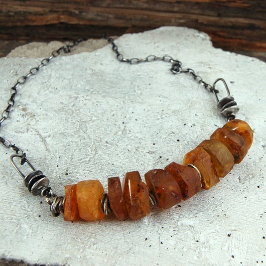 srebrne naszyjniki Bursztyn i srebro naszyjnik