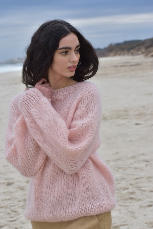 swetry damskie  Sweter Simple mohair reglan brzoskwiniowy