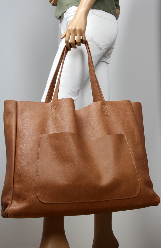 torby XXL Duża torebka damska ze skóry z kieszenią