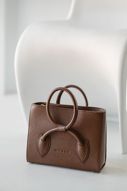 torebki do ręki BOW BAG - skórzana torebka - brąz orzechowy