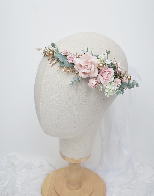 wianki komunijne Wianek komunijny dla dziewczynki złoto, róż