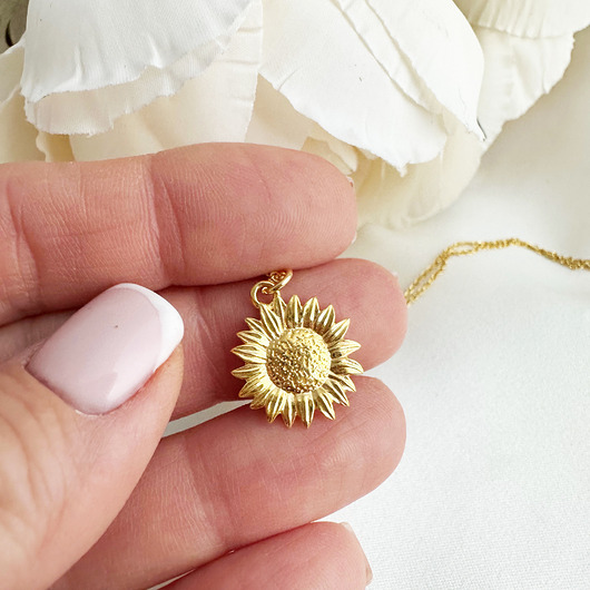 złote naszyjniki Naszyjnik ze słonecznikiem, złoty słonecznik