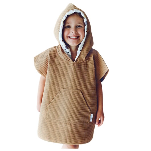 przewijaki i ręczniki dla dzieci Ponczo Kąpielowe Bawełniane z Kapturem Muślinowym TOFFEE od BabyU