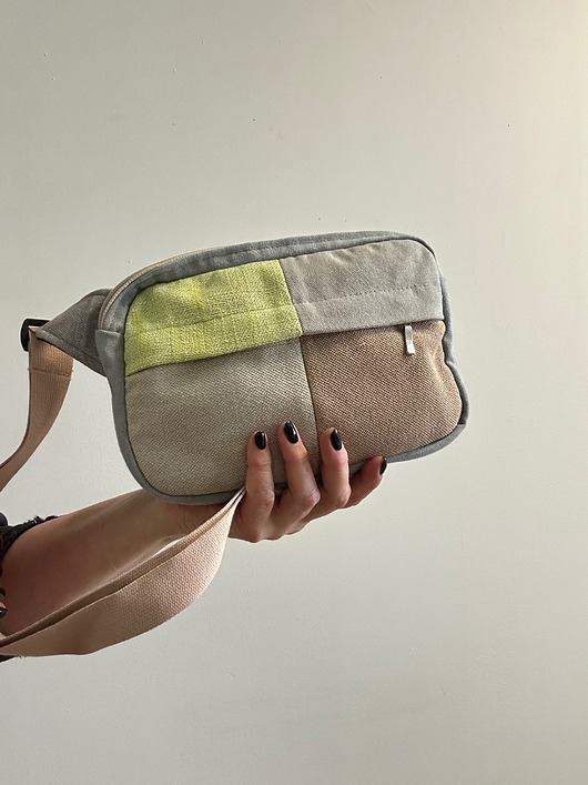 torby i nerki męskie Nerka patchworkowa limonka beż