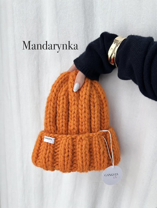 czapki damskie Czapka Nordic 100% wełna *mandarynka*