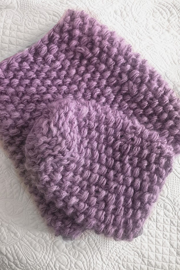 czapki damskie Liliowy komplet Chunky