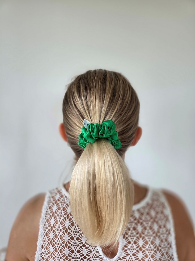 gumki do włosów Gumka jedwabna, scrunchie, frotka green grass MIDI