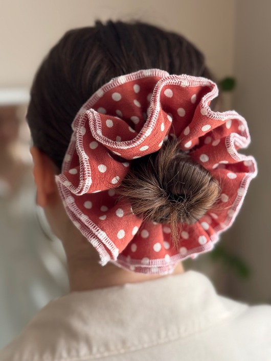 gumki do włosów Scrunchie Falbana Groszki