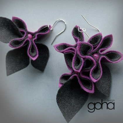 Szarowrzosowe -Biżuteria Autorska FlowerFelt Design