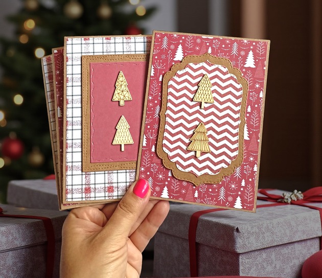 kartki scrapbooking Kartki świąteczne 4szt - ręcznie robione, oryginalne kartki