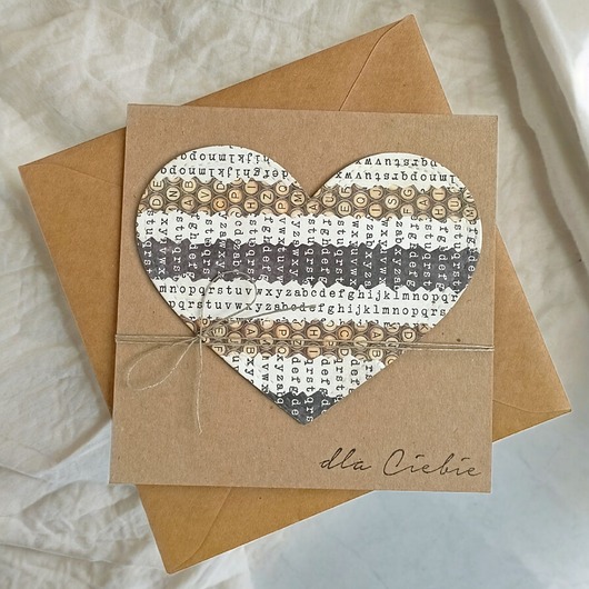 kartki scrapbooking Serce z recyklinku : DLA CIEBIE : vintage