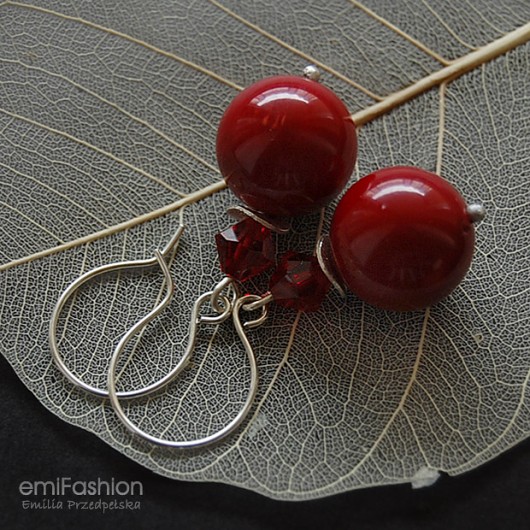 Koral i kryształ Swarovski w srebrze MAREMI Jewelry