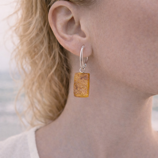 kolczyki z kamieniami Kolczyki plastry wiszące bursztyn bałtycki, Naturalne koczyki bursztynowe