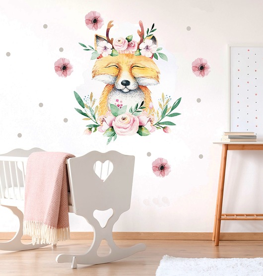 Naklejki na ścianę Lis Lisek Groszki Kwiatki Magnetyczne Studio