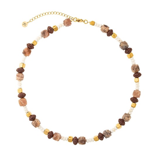 chokery Naszyjnik Boho Chic - Mix cztery kamienie - Złote