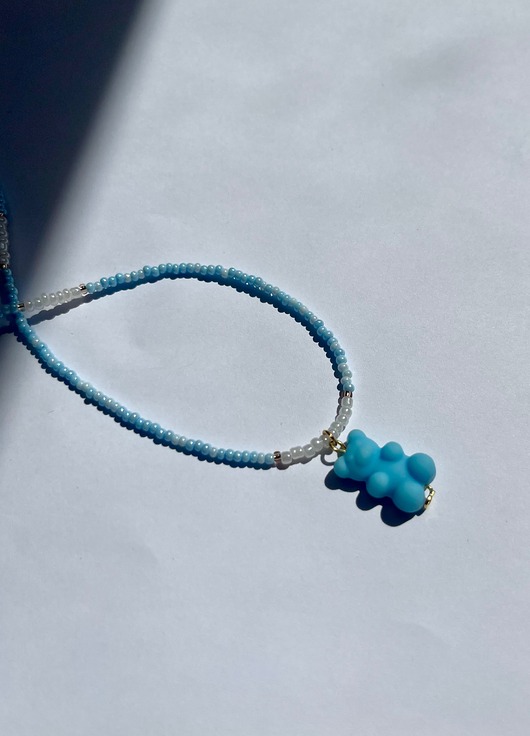 chokery Niebieski choker z misiem
