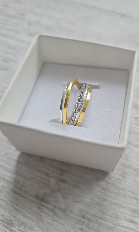 obrączki Rozmiar 15: komplet 5 obrączek mix srebro mosiądz