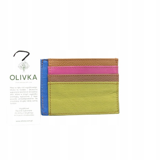 pokrowce i etui - organizery Organizer na karty wizytówki etui skórzane kolorowe ze skrawków eko OLIVKA