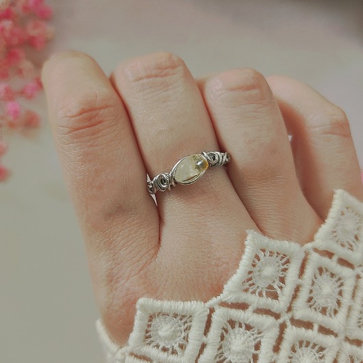 pierścionki srebrne Pierścionek Cytryn regulowany stal chirurgiczna handmade