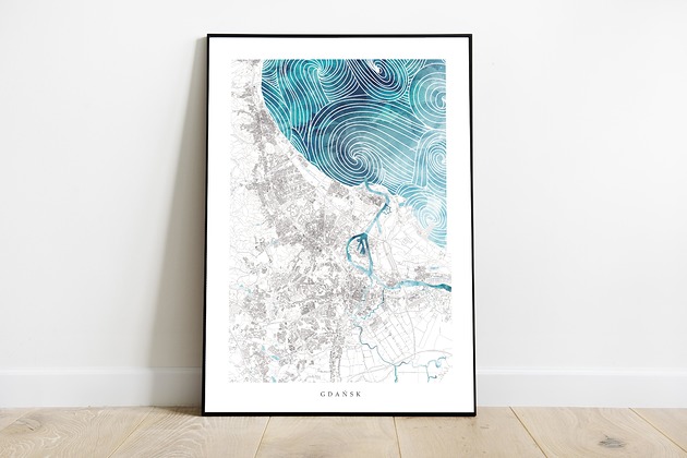 Plakat Gdańsk maps by P