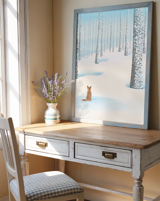 plakaty Las zimą - lis w śniegu - plakat 50x70 cm