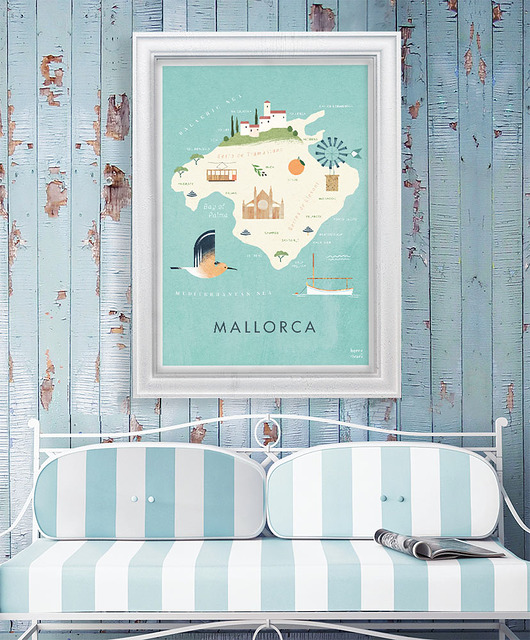 plakaty Plakat Majorka - mapa graficzna