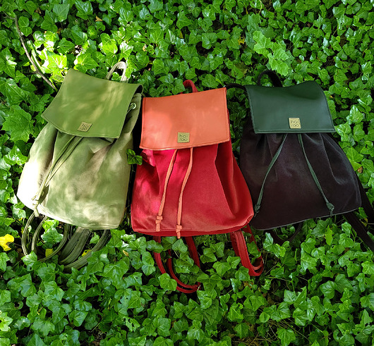 plecaki "Nakama" Plecak czarny / aksamit z ekoskórą