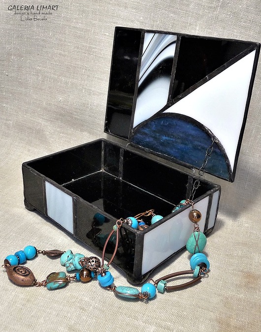 pojemniki na biżuterię Elegancka ręcznie robiona witrażowa szkatułka na biżuterię Prezent lux