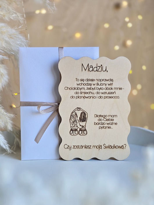 zaproszenia i kartki na ślub Kartka z prośbą o świadkowanie dla niej - Czy zostaniesz moją Świadkową?