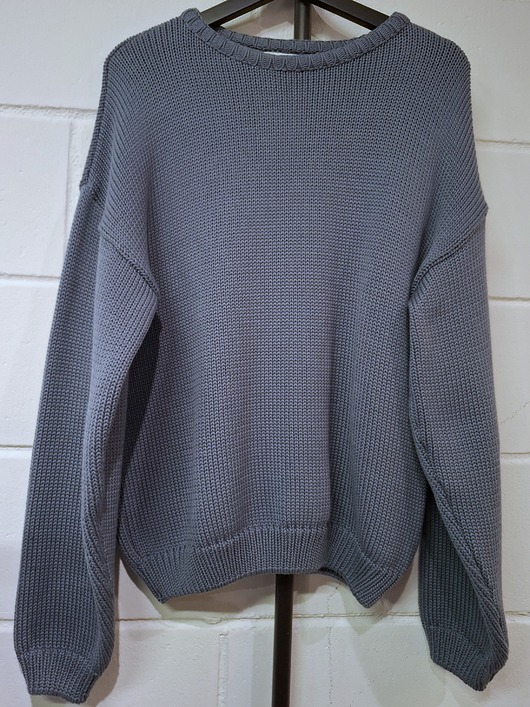 swetry damskie  Sweter szaro-niebieski długi bawełniany miękki oversize