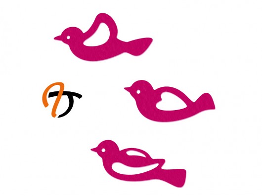 3 filcowe ptaszki na choinkę AT design