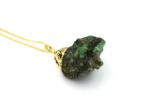 Colare Raw Szmaragd złoto Brazi Druse Jewelry