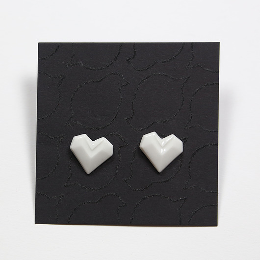 kolczyki ceramiczne Kolczyki z Porcelany Origami Serce Białe