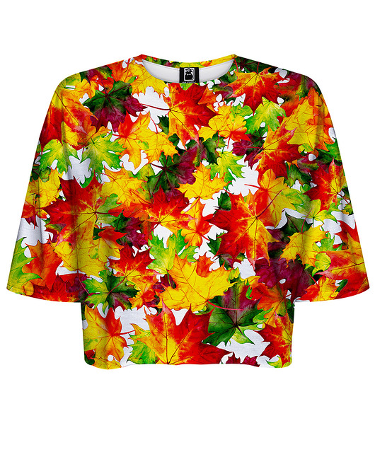 t-shirt damskie DR.CROW T-shirt Krótki CROP Autumn Leaves