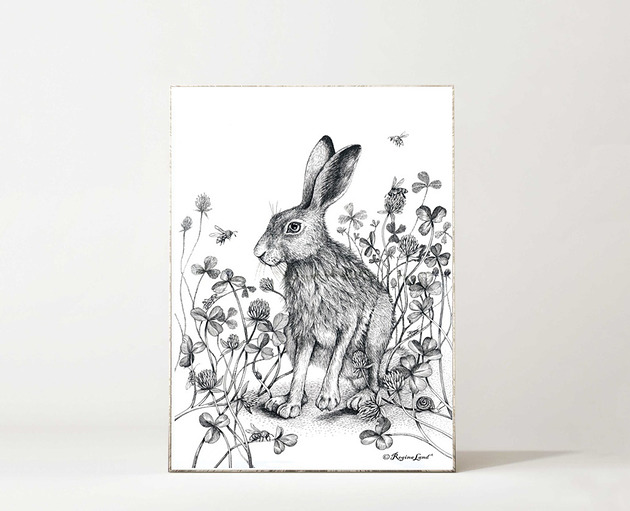 grafiki i ilustracje Zając w koniczynie