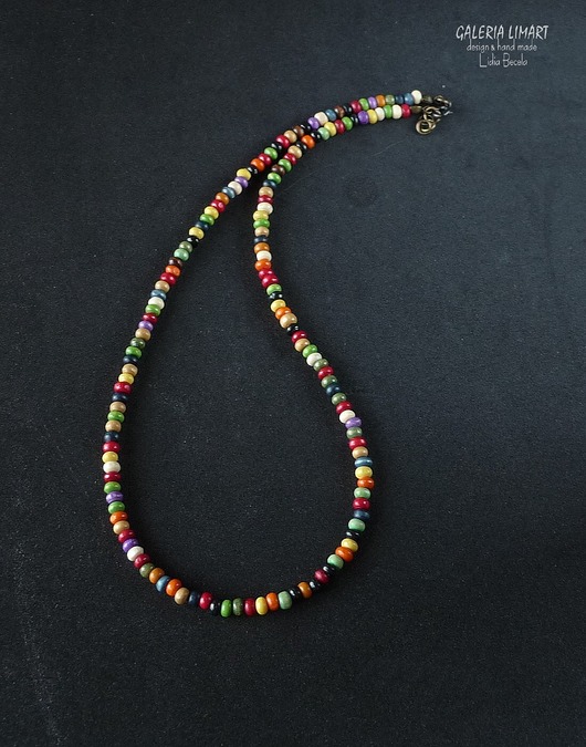 Boho minimalistycznie kolorowy naszyjnik handmade Galeria Limart