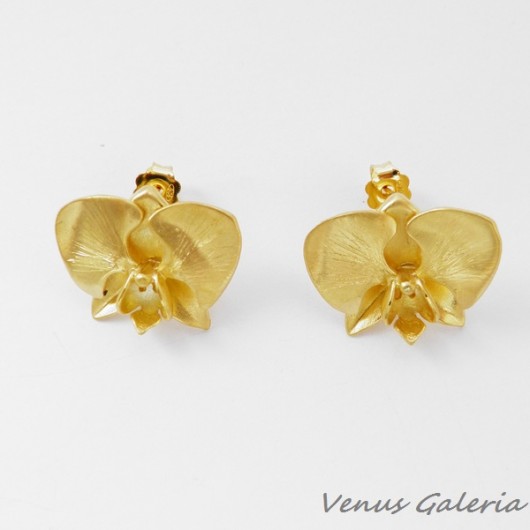 Złota orchidea - Kolczyki srebrne VENUS GALERIA