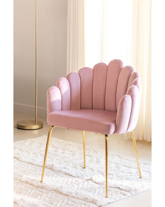 krzesła Krzesło Aksamitne na Złotych Nogach Elodie Pudrowy Róż