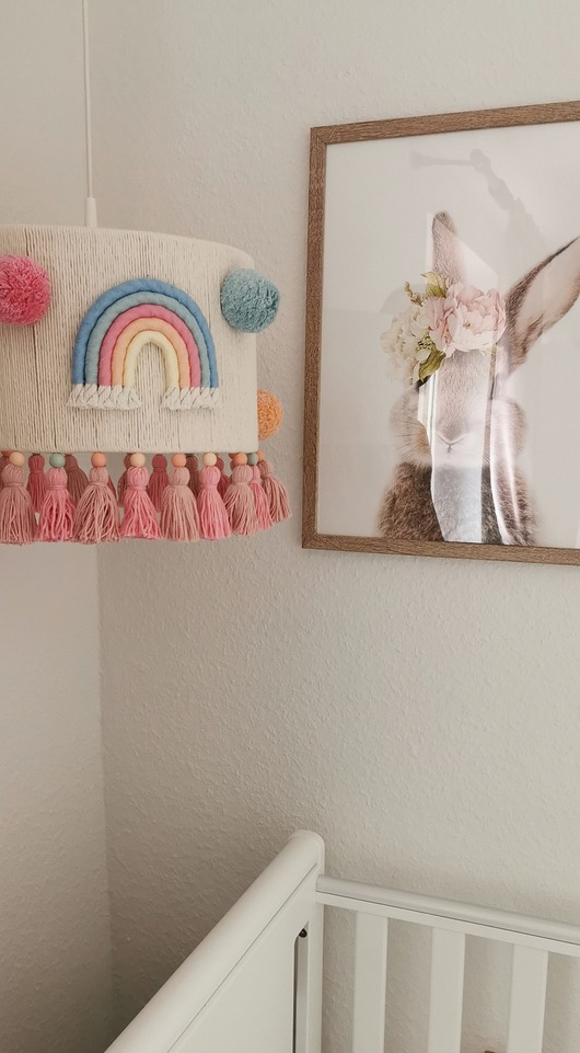 lampy do pokoju dziecka Lampa wisząca do pokoju dziecięcego tęcza, chwosty, pompony